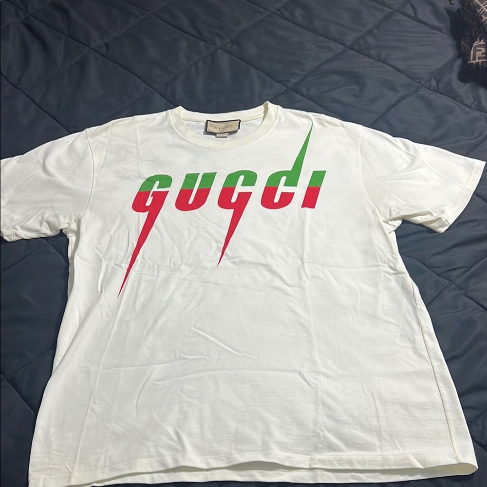Gucci White and Red Short Sleeve Tee